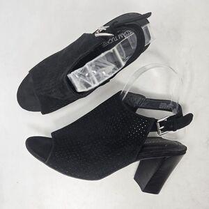 Adam Tucker Maze Open Toe Slingback Black Heel Sandals Women's Size 8.5M